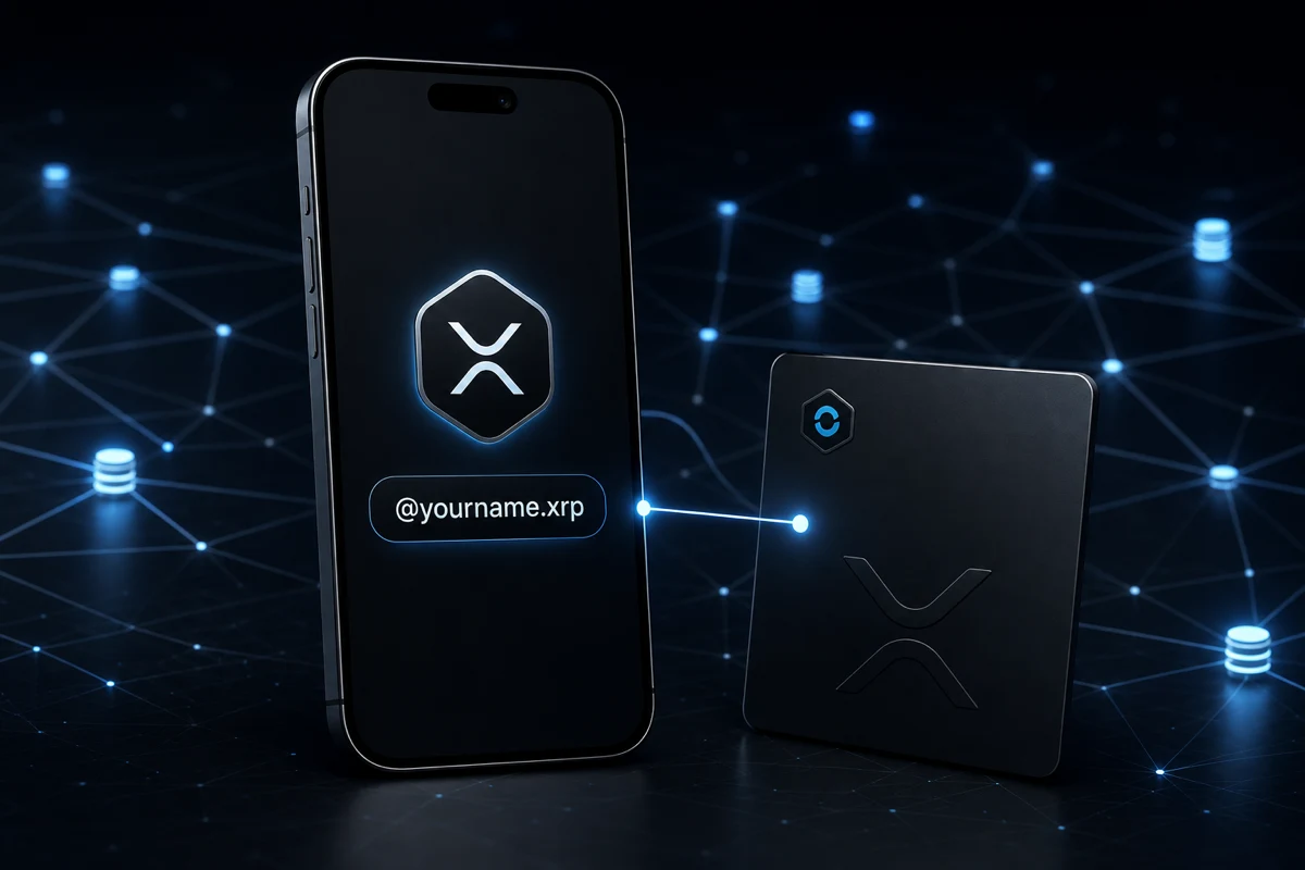Hình minh họa danh tính ví Ondex với ví dụ @yourname.xrp, không có dữ liệu riêng tư.