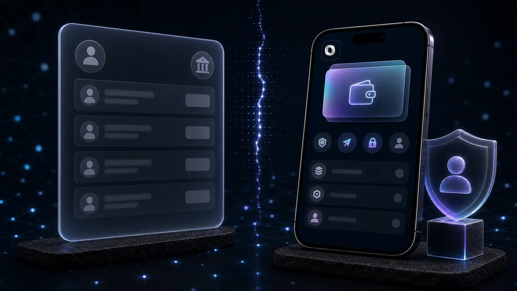 Ondex phone beside a clear split between exchange custody and user-controlled wallet access, with no private data shown.